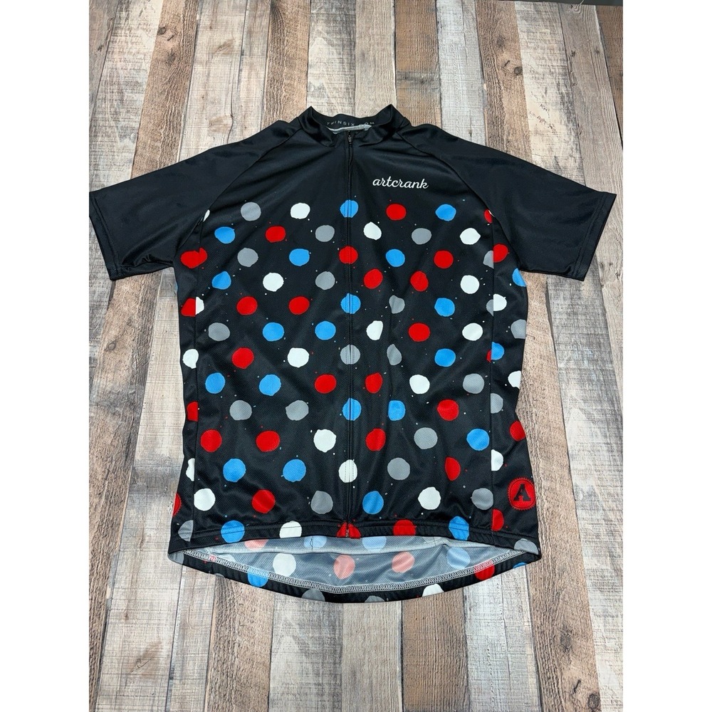 Twin Six Polka Dots Full Zip XL Short Sleeve Cycling Jersey Black